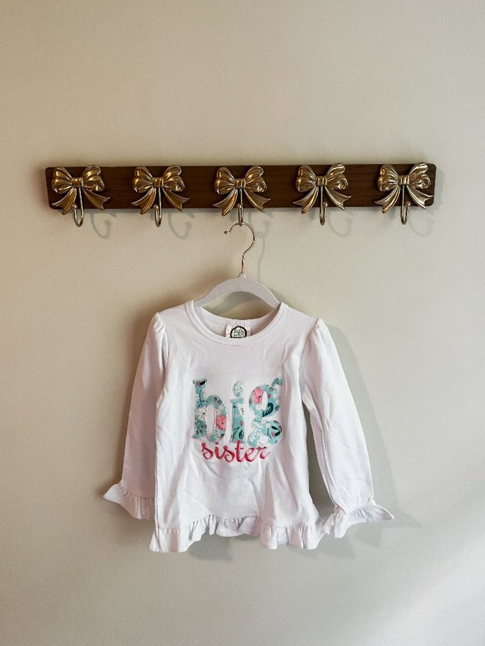 Blanks Boutique 3T Girls 'Big Sister' Long Sleeve Ruffle Shirt